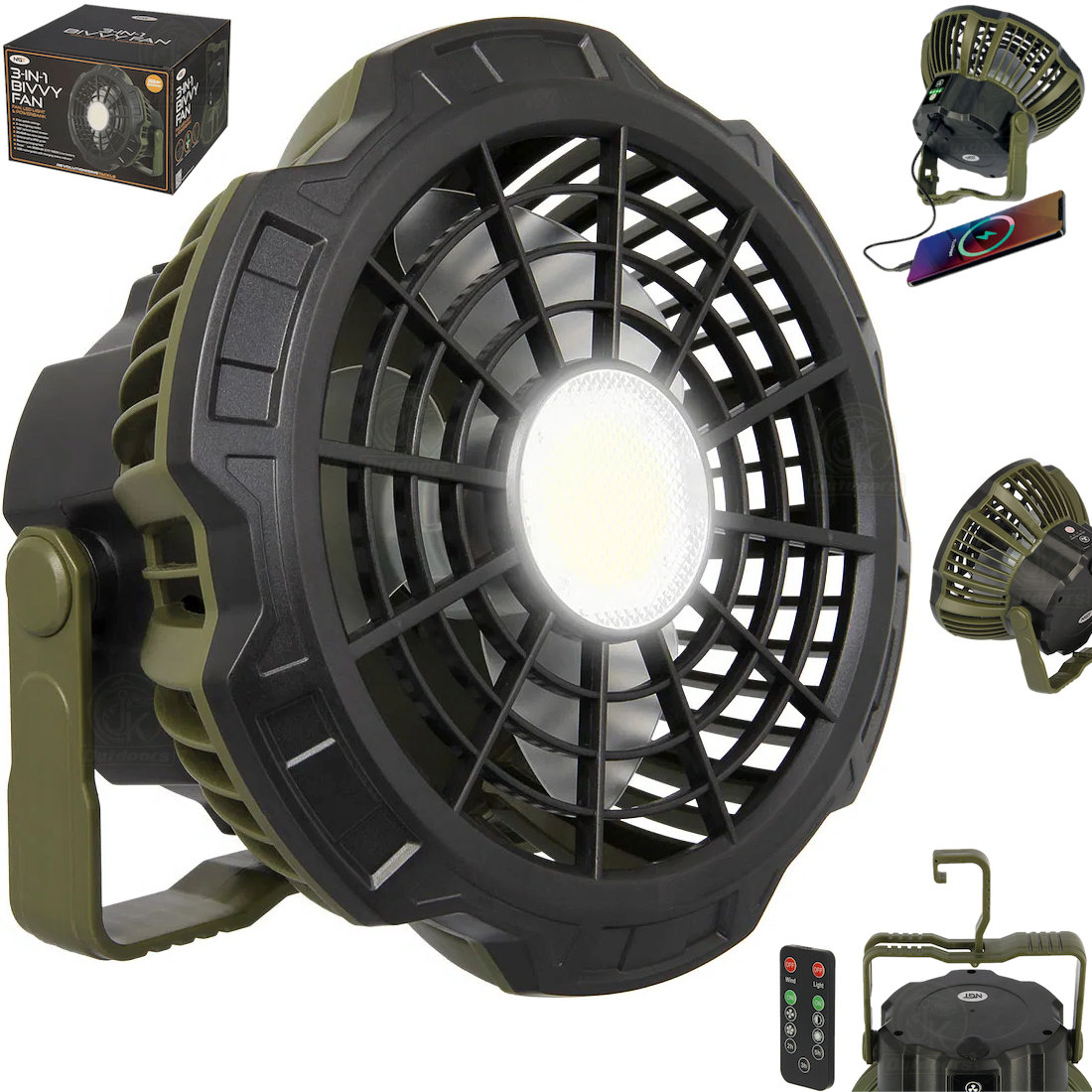 NGT XL 3 in 1 Fan, Bivvy Light & Powerbank USB Rechargeable System