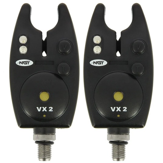 NGT Twin VX2 Bite Alarm Set With Indicator Bobbins